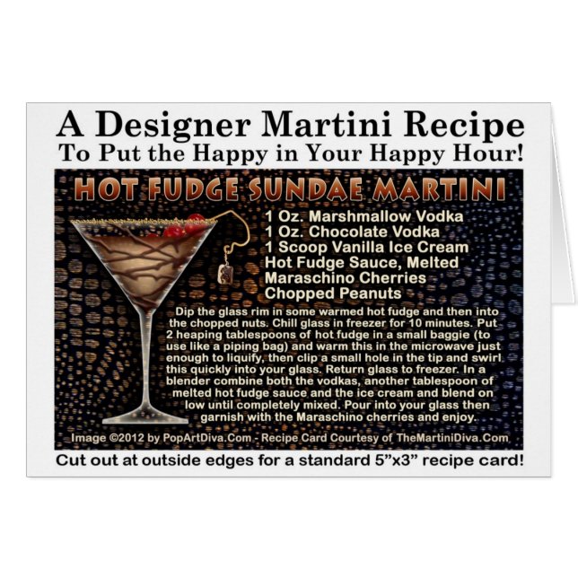 Hot Fudge Sundae Martini Ontvang Greeting NoteCard (Voorkant Horizontaal)