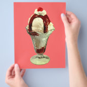 Hot Fudge Sundae Retro Ice Cream Flyer (Hand)