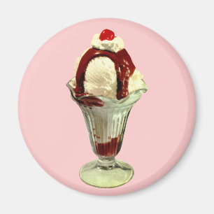 Hot Fudge Sundae Retro Ice Cream Magnet