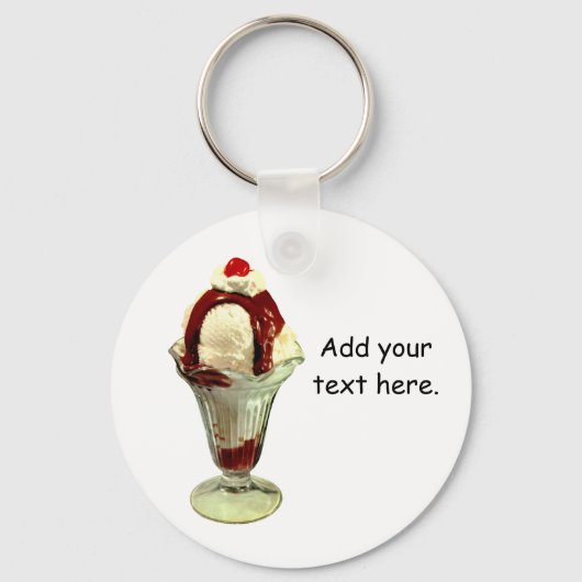 Hot Fudge Sundae Retro Ice Cream Sleutelhanger (Voorkant)