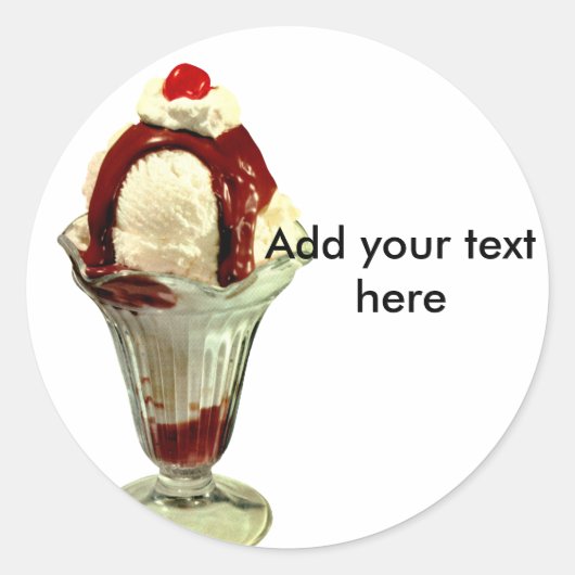 Hot Fudge Sundae Retro Ice Cream Stickers Labels (Voorkant)