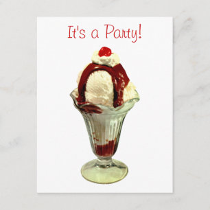 Hot Fudge Sundae Retro Ice Cream-uitnodiging Kaart