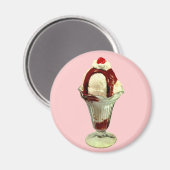Hot Fudge Sundae Retro IJsmagneet Magneet (Voorkant / Achterkant)