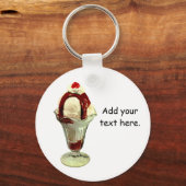 Hot Fudge Sundae Retro IJssleutelanhanger Sleutelhanger (Voorkant)
