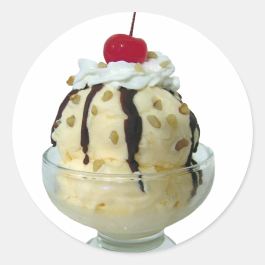 Hot Fudge Sundae Ronde Sticker (Voorkant)