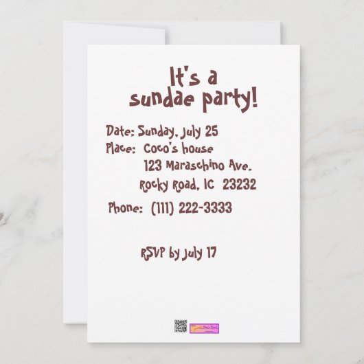 Hot Fudge-uitnodigingen voor Ice Cream Party Kaart (Achterkant)
