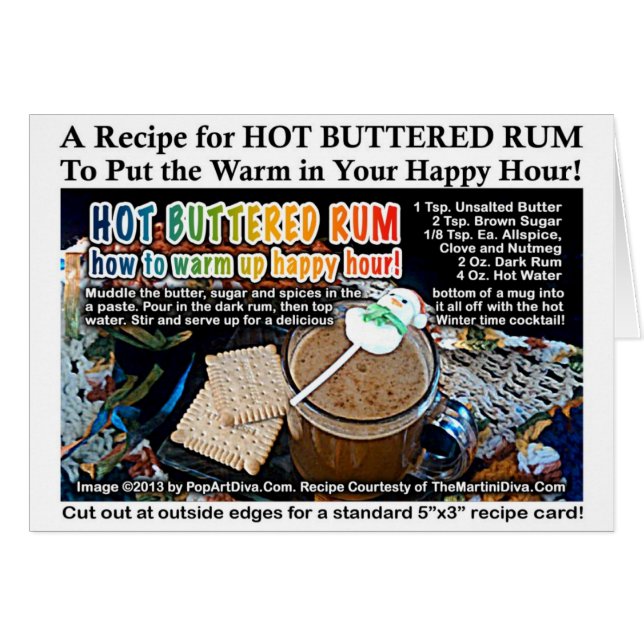 HOT GEBUTTERED RUM RECIPE Greeting & Note CARDS (Voorkant Horizontaal)