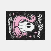 Hot Ghoul Summer Flamingo Ghost Summerween Fleece Deken (Voorkant (Horizontaal))