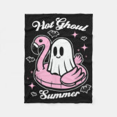 Hot Ghoul Summer Flamingo Ghost Summerween Fleece Deken (Voorkant)