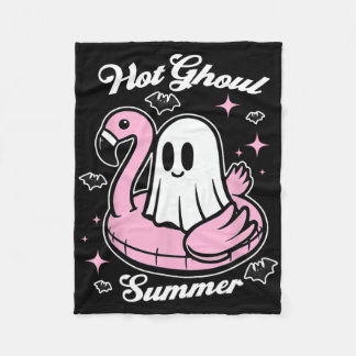 Hot Ghoul Summer Flamingo Ghost Summerween Fleece Deken