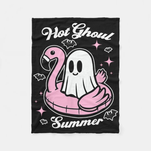 Hot Ghoul Summer Flamingo Ghost Summerween Fleece Deken (Voorkant)