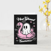Hot Ghoul Summer Flamingo Ghost Summerween Kaart (Gele Bloem)