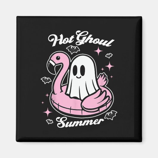 Hot Ghoul Summer Flamingo Ghost Summerween Magneet (Voorkant)