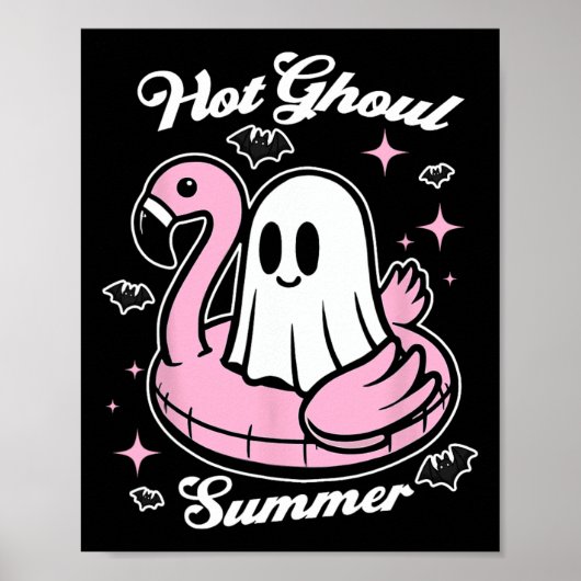 Hot Ghoul Summer Flamingo Ghost Summerween Poster (Voorkant)