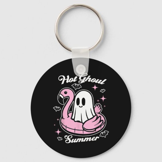 Hot Ghoul Summer Flamingo Ghost Summerween Sleutelhanger (Voorkant)