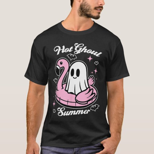 Hot Ghoul Summer Flamingo Ghost Summerween  T-shirt (Voorkant)