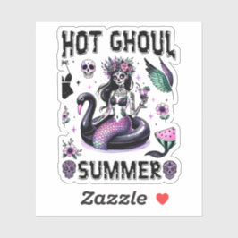 Hot Ghoul Summer Spooky Mermaid Goth Halloween Sticker