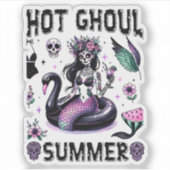 Hot Ghoul Summer Spooky Mermaid Goth Halloween Sticker (Voorkant)