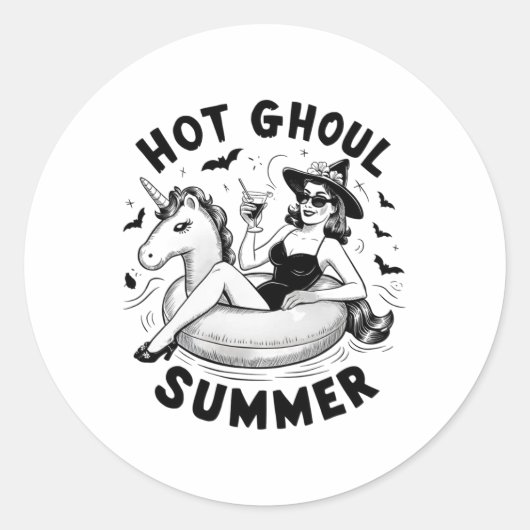 Hot Ghoul Zomer Grappige Halloween Outfit Kostuums Ronde Sticker (Voorkant)