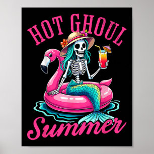 Hot Ghoul Zomer Tussen Halloween Skeleton Meer Poster