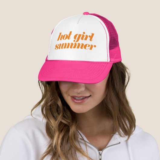 Hot-Girl-zomer in roze en Oranje Trucker Pet (In situ)