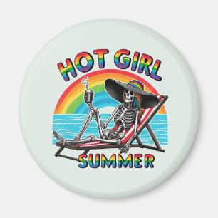 Hot Girl Zomer Skelet Retro Strandontwerp Magneet