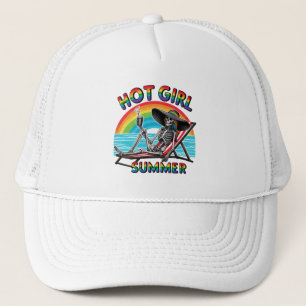 Hot Girl Zomer Skelet Retro Strandontwerp Trucker Pet