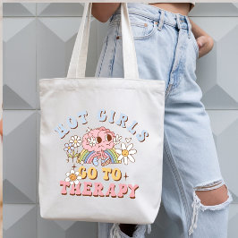 Hot Girls Go to Therapy Retro Self-Care Tote Bag