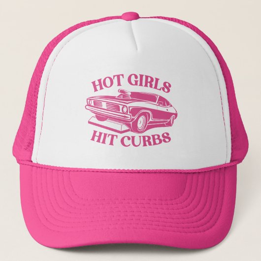 Hot Girls Hit Curbs - Roze Trucker Pet (Voorkant)