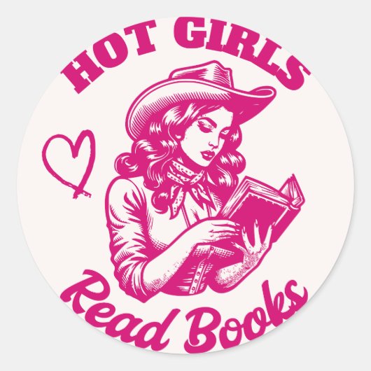 Hot Girls Lees Boeken Bookish Pink Book Lover Ronde Sticker (Voorkant)