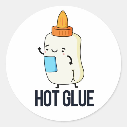 Hot Glue Funny Pun Ronde Sticker (Voorkant)