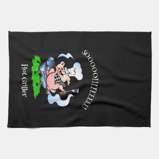 Hot griller varken roker zwart theedoek (Horizontaal)