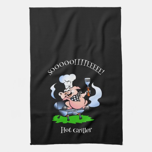 Hot griller varken roker zwart theedoek (Verticaal)