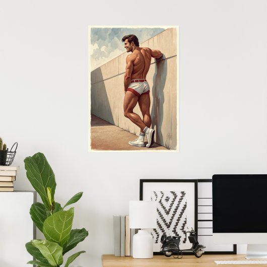 Hot guy aan de muur poster (Thuiskantoor)