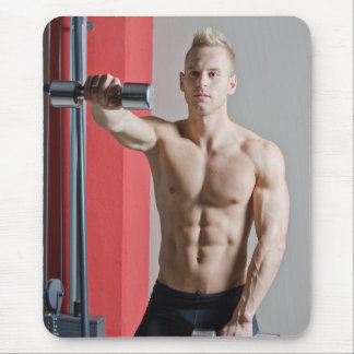Hot Guy Blond Sexy Shirtless Musculair Man werkt u Muismat