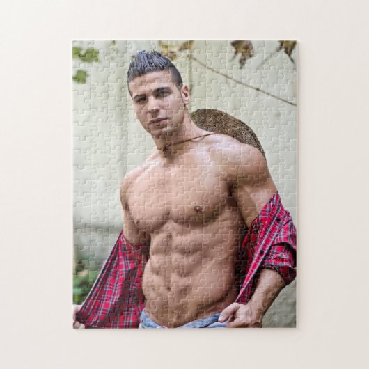 Hot Guy Sexy Bare Chest Open Shirt Hunk Legpuzzel (Verticaal)