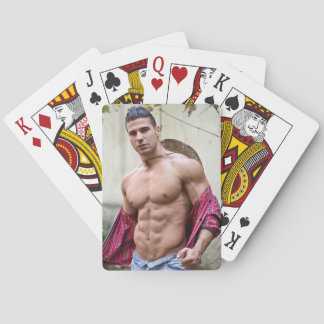Hot Guy Sexy Bare Chest Open Shirt Hunk Peling Ca Pokerkaarten
