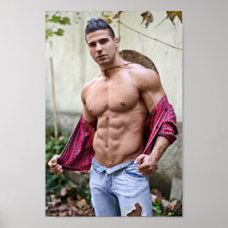 Hot Guy Sexy Bare Chest Open Shirt Hunk Poster