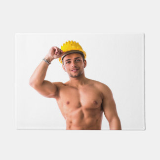Hot Guy Sexy Construction Worker Shirtless Man Deurmat