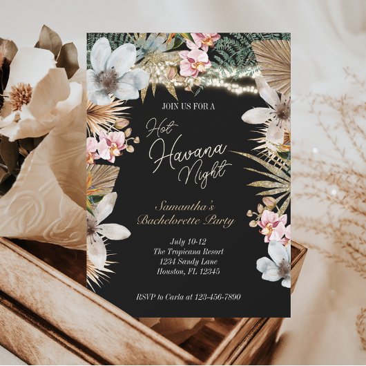 Hot Havana Nights Tropisch Cubaans Bachelorette Kaart