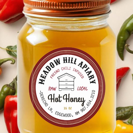 Hot Honey Label Fresno Chili Infused Red Hive