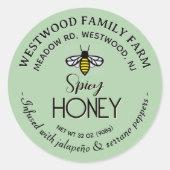 Hot Honey Label met Bee Spicy Jalapeño Groen (Voorkant)