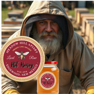 Hot honing label fresno chili infused geel bij