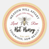 Hot honing label fresno chili infused geel bij (Voorkant)