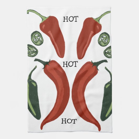 HOT HOT HOT Spicy chili jalapeno Theedoek (Verticaal)