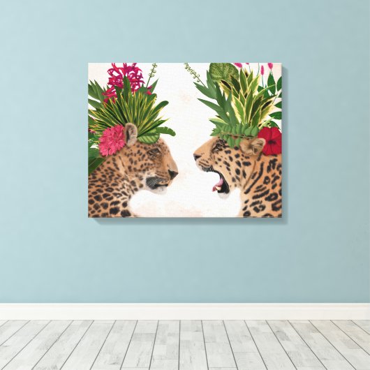 Hot House Leopards | A Paar Canvas Afdruk (Insitu (Houten vloer))