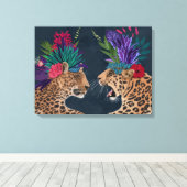Hot House Leopards | Een paar Canvas Afdruk (Insitu (Houten vloer))