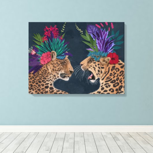 Hot House Leopards | Een paar Canvas Afdruk (Insitu (Houten vloer))