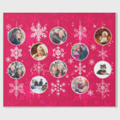 Hot-kerstroze familie foto's Snowflake design Cadeaupapier (Vlak)