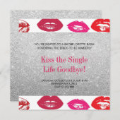 Hot Kisses Zilver Modern Chic Bachelorette Party Kaart (Voorkant / Achterkant)
